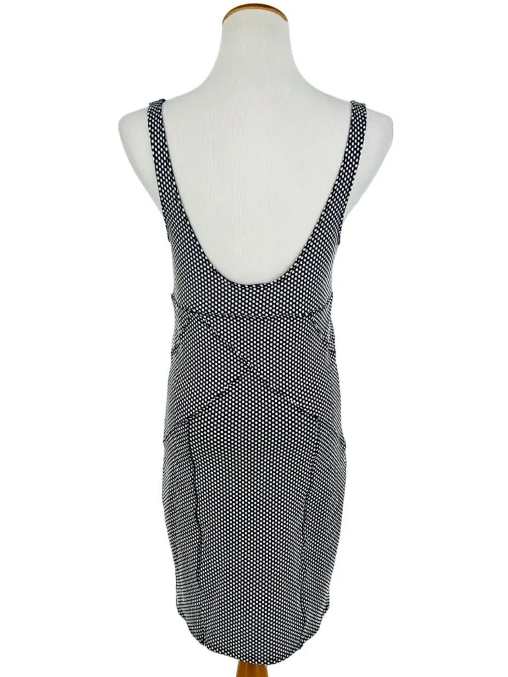 Free People Black White Polka Dot Bodycon Mini Dress L | Indie Sleaze Y2K Baddie